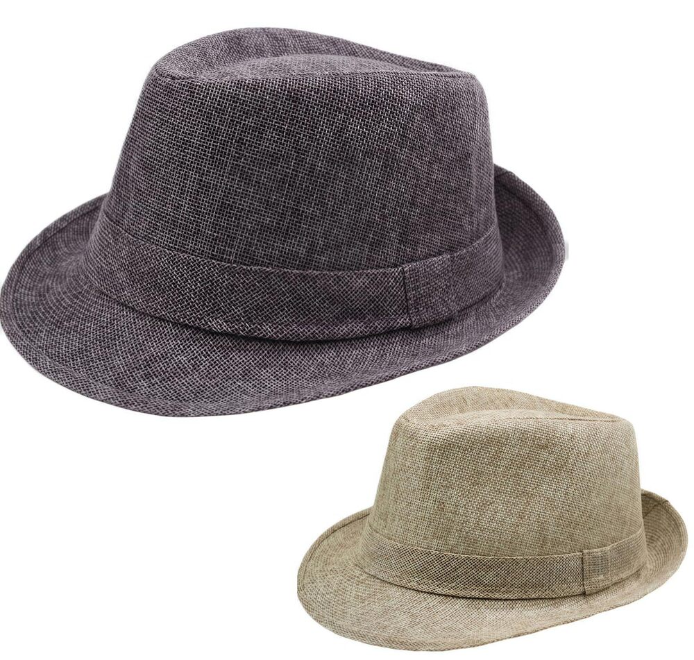 2498 2PCS Classic Fedora Hat US, Alpha, Large, X-Large, Dark Grey/Beige